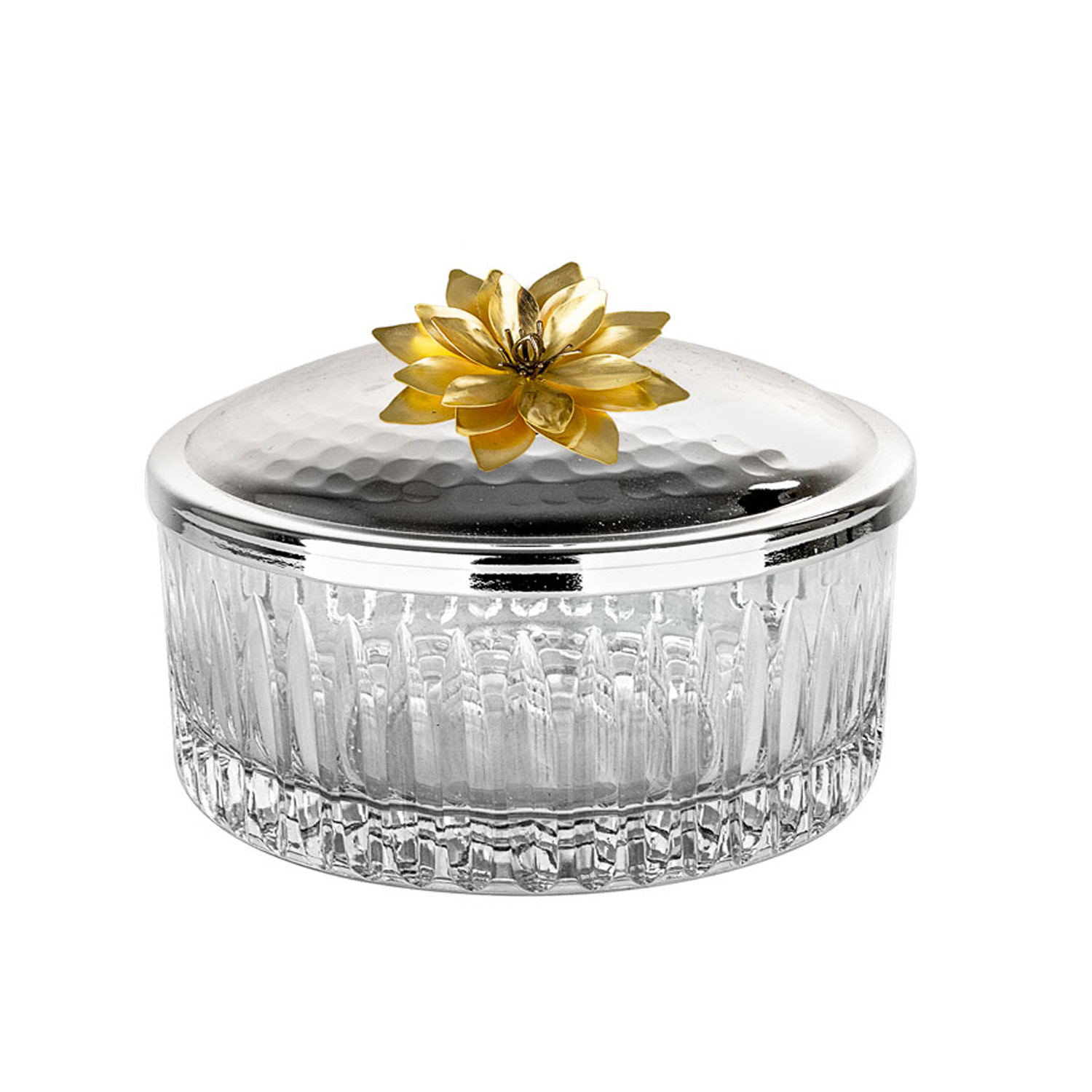 Kapaklı Kristalize Kesme Cam Yayvan Kase