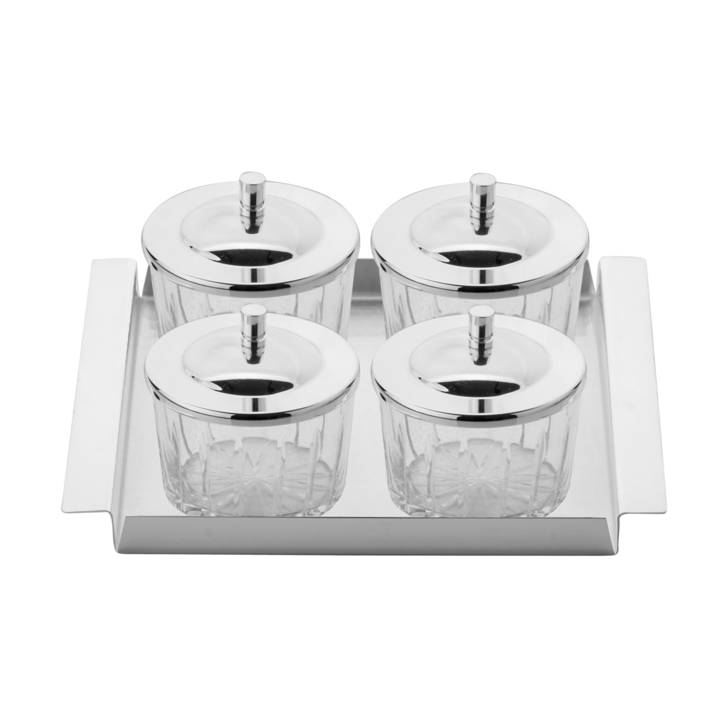 Kapaklı Kristalize Kesme Cam Silindir Dörtlü Reçellik 