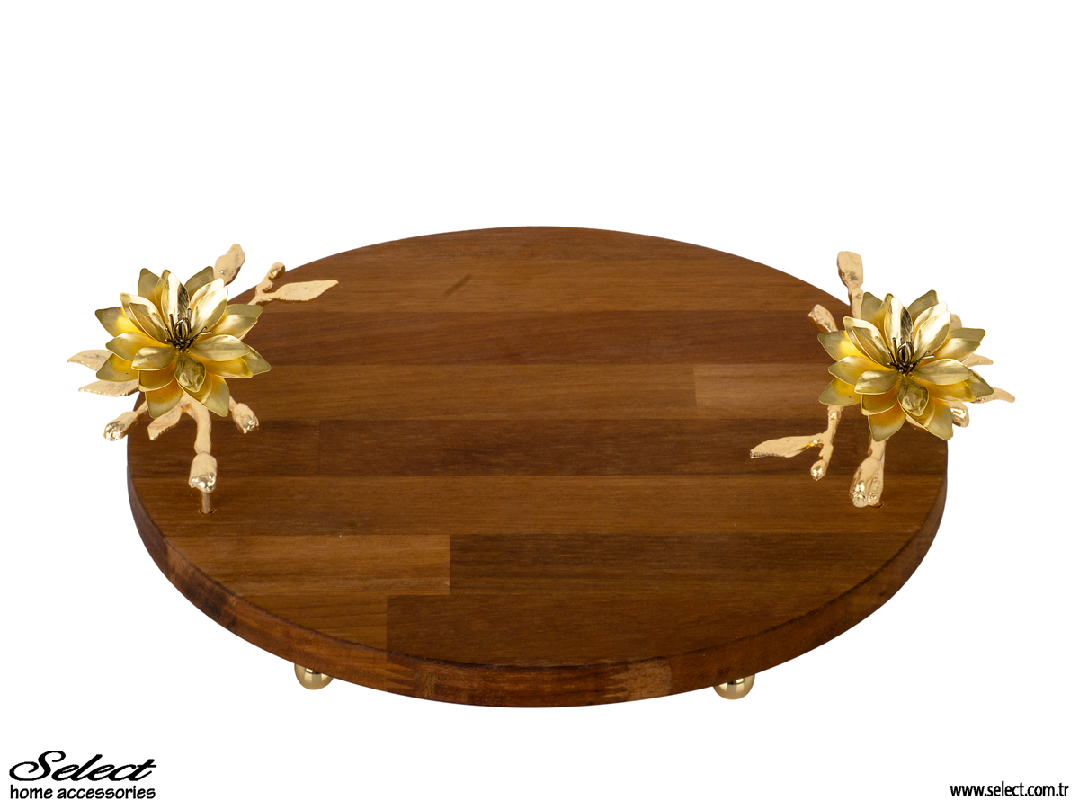 Lotus Ahşap Yuvarlak Sunumluk 32cm