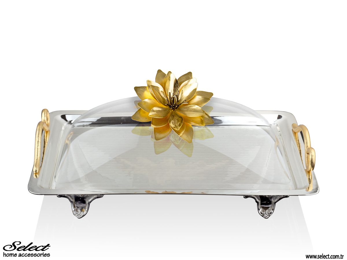 Lotus Dikdörtgen Pleksi Kapaklı Servis Tepsisi 44x54cm