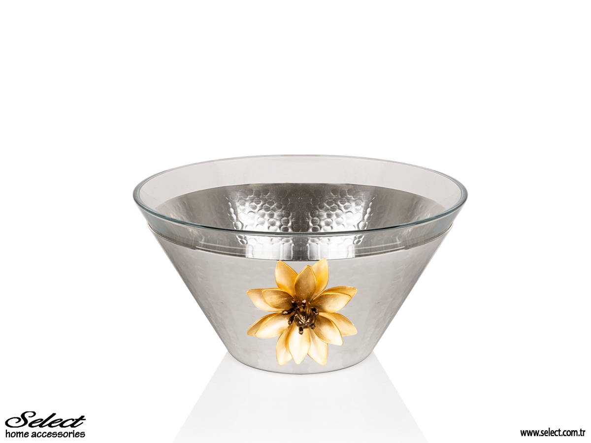Lotus Giydirme Kristalize Kesme Cam Salata Kasesi I 25cm