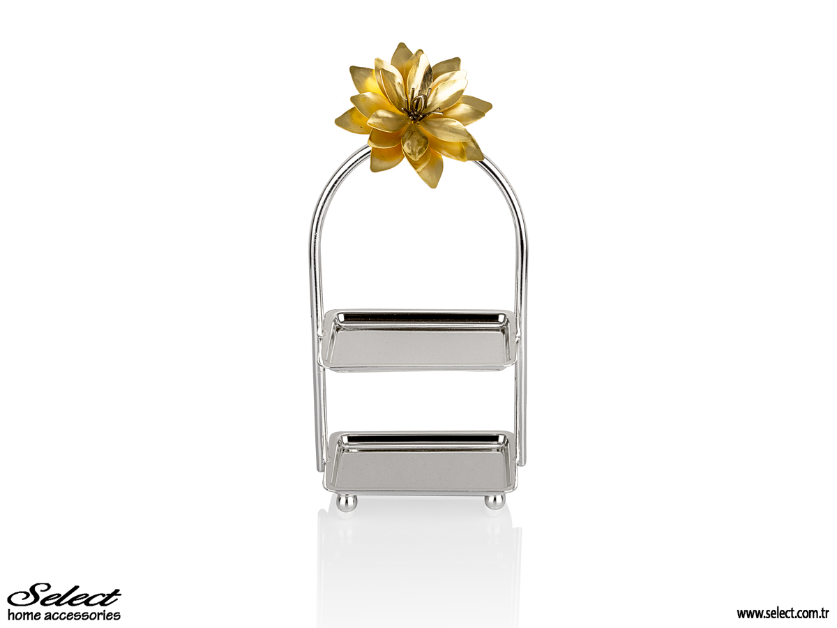 Lotus İki Katlı Dikdörtgen Kurabiyelik 9x17cm