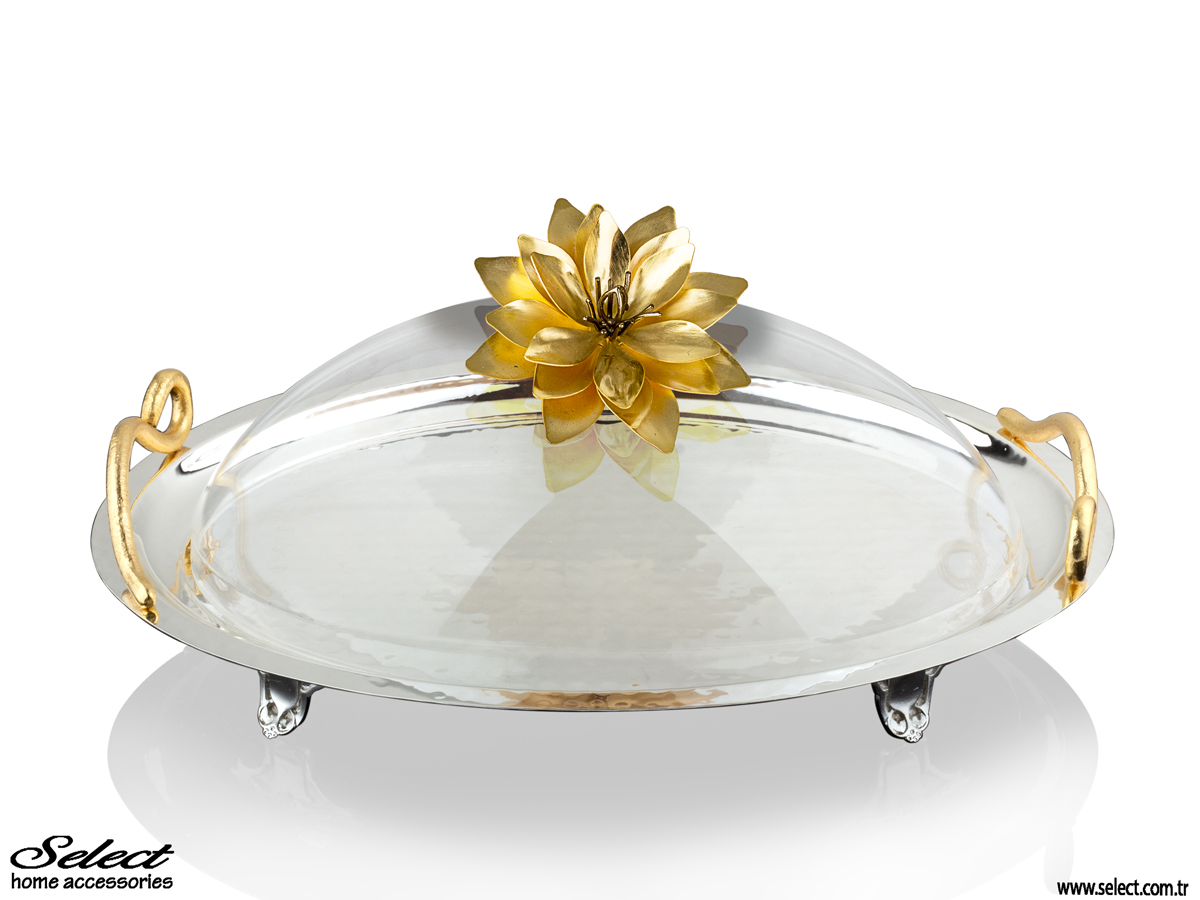 Lotus Oval Pleksi Kapaklı Servis Tepsisi 46x55cm
