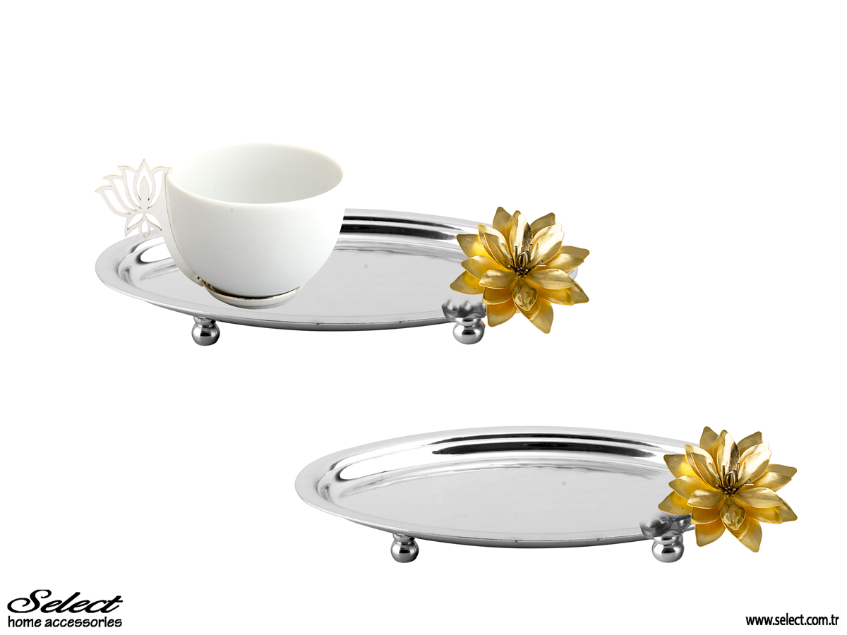 Lotus Tek Kişilik Oval Kahve Sunumu 18x12 cm