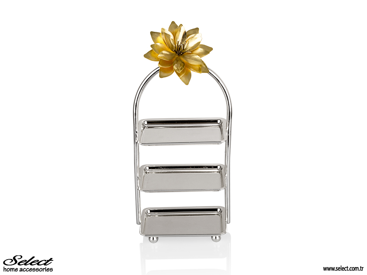 Lotus Üç Katlı Dikdörtgen Kurabiyelik 9x17cm