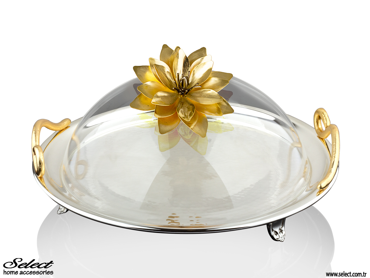 Lotus Yuvarlak Pleksi Kapaklı Servis Tepsisi 40cm