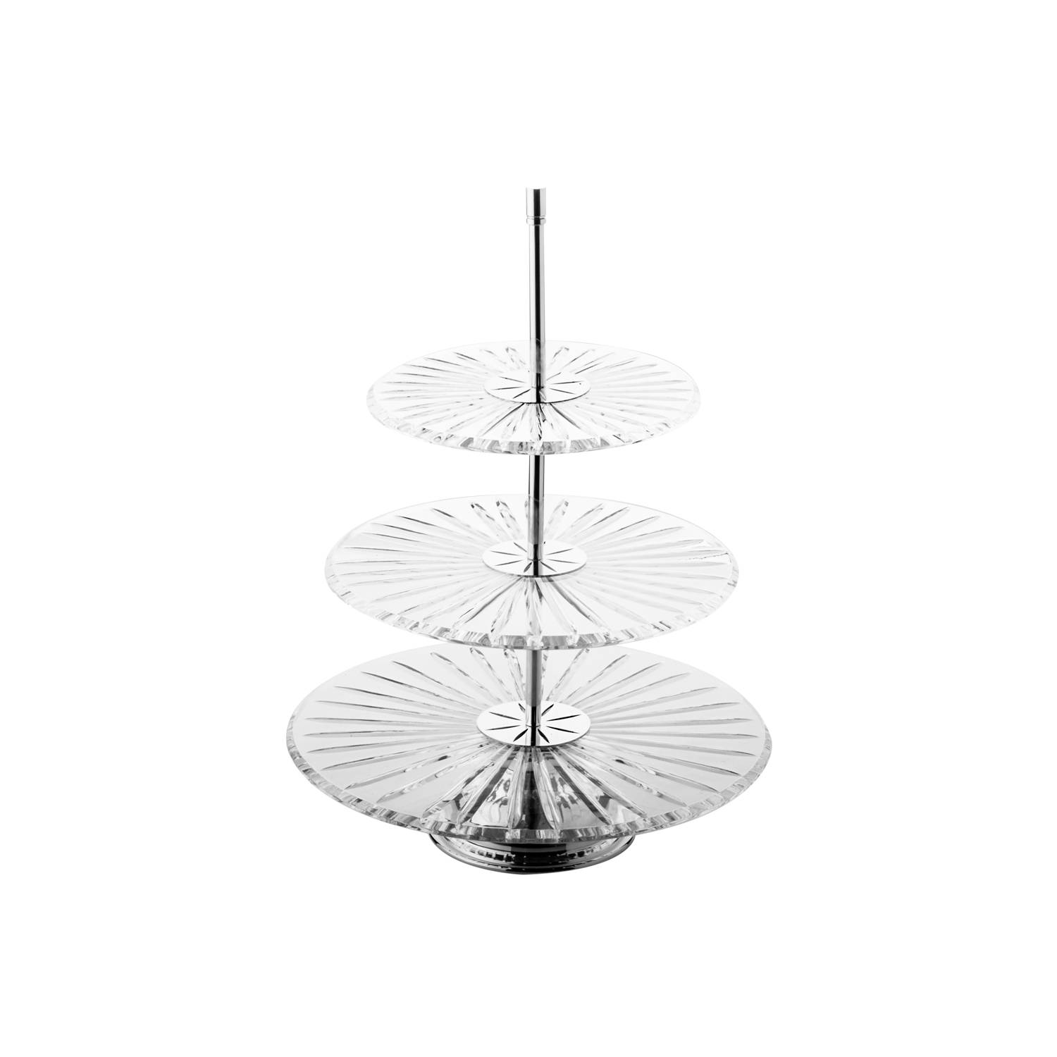 Modena I Üç Katlı Cam Kesme Kek Standı 40 cm