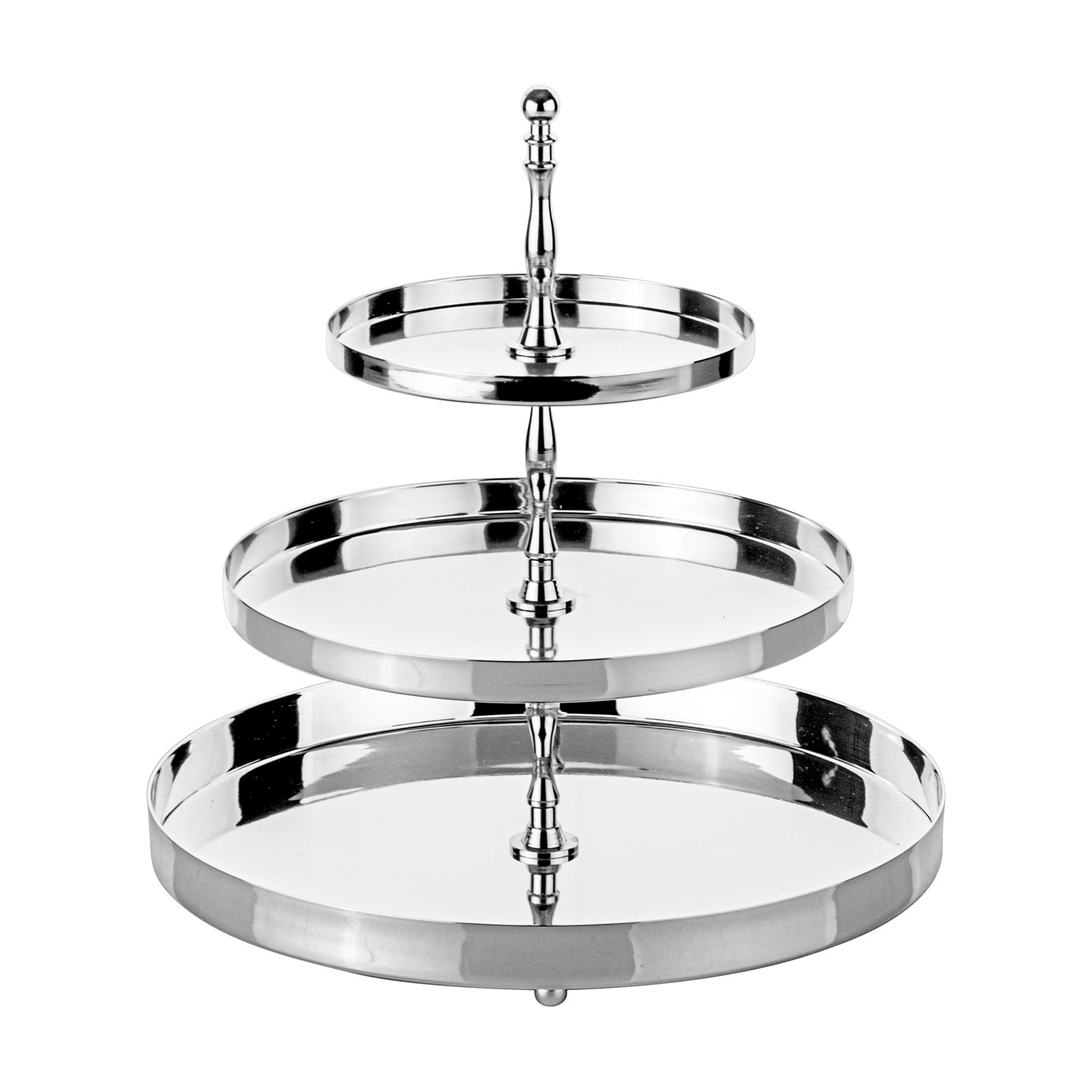 Modena II Gümüş 3 Katlı Pastalık 15x22x28cm