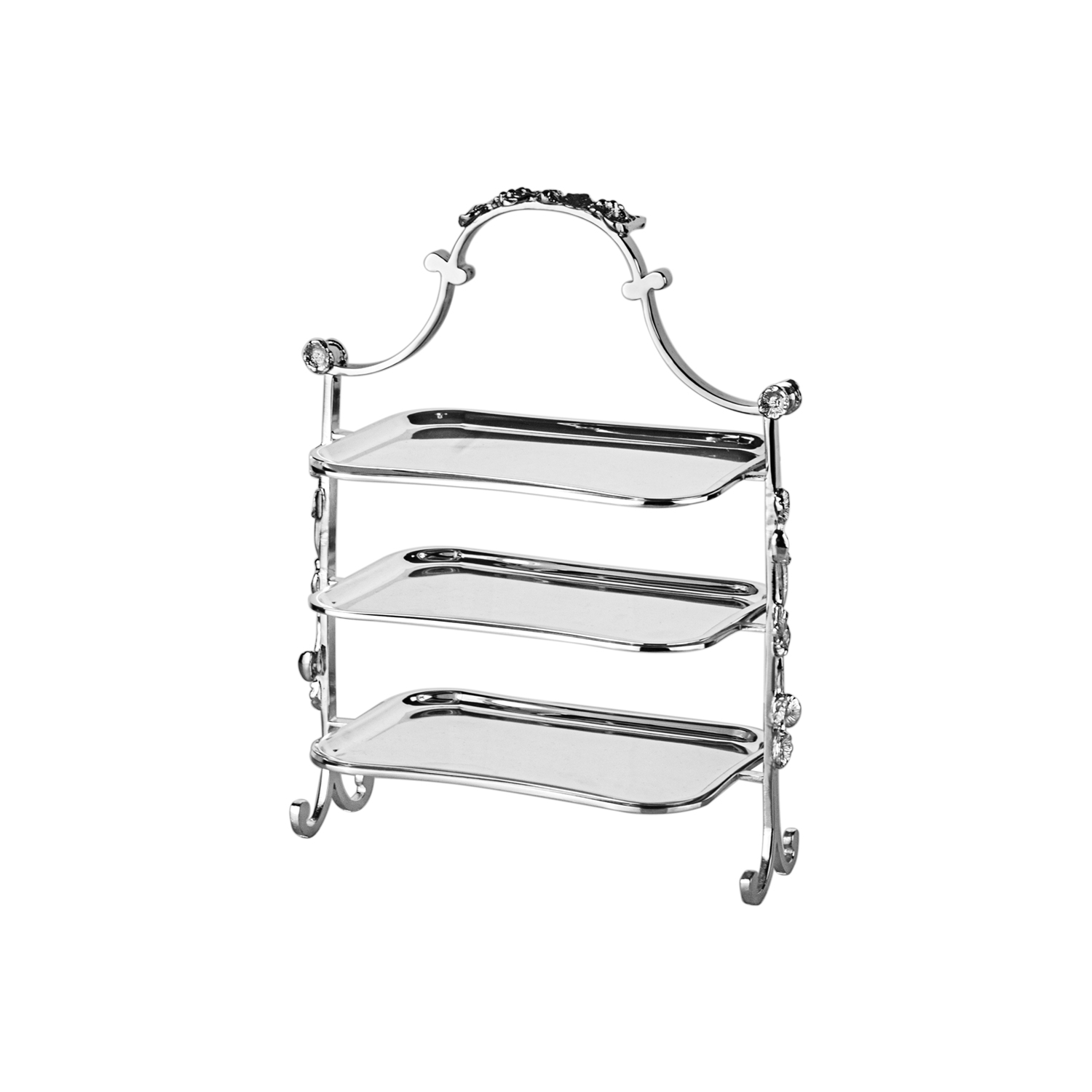 Modena II Gümüş 3 Katlı Pastalık 21x13cm