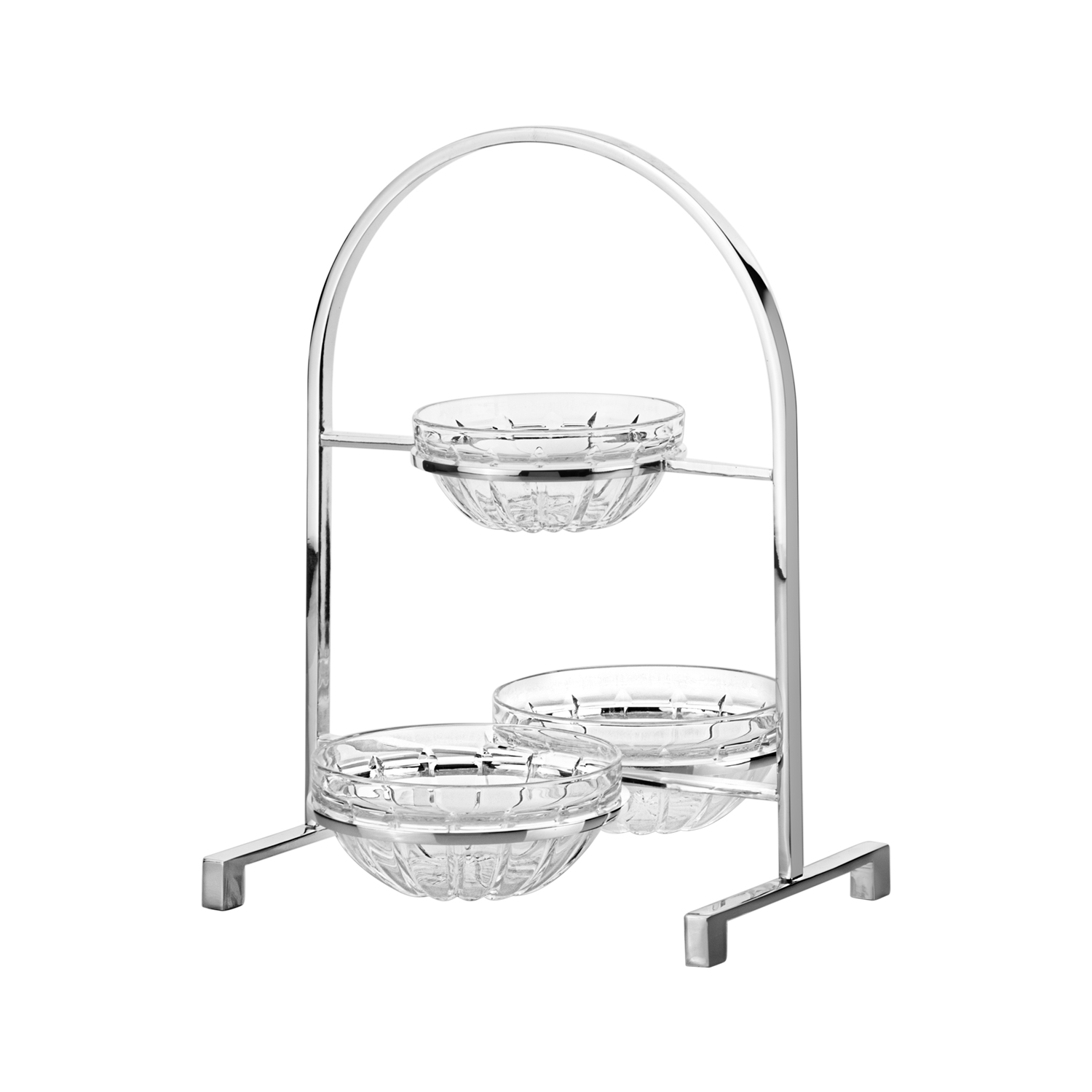 Modena II Gümüş Üçlü Çerezlik 10x30cm